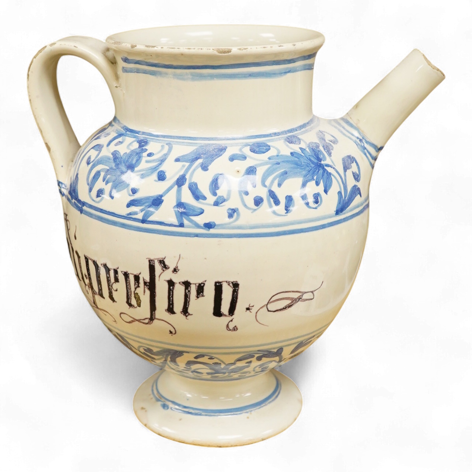 An Italian maiolica syrup jar, 17.5cm high